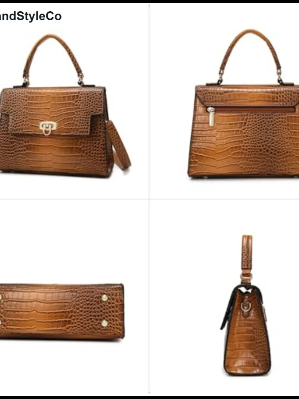 Structured Top Handle Satchel Handbag for Women - Croc Pattern Crossbody
